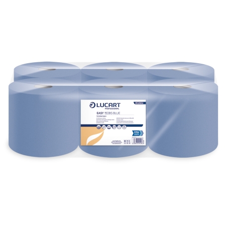852473 EASY150BE Lucart Blue Embossed Centre Feed Rolls, 2PLY, 150m length, width 175mm Pack of 6