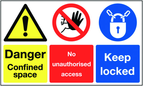 MS02229R - 300x500mm Danger Confined Space No Unauthorised Access Keep Locked - Rigid