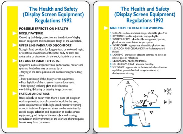 PG98 - 120x80mm The Health & Safety Display Screen Equipment Regulations 1992 Pocket Guide