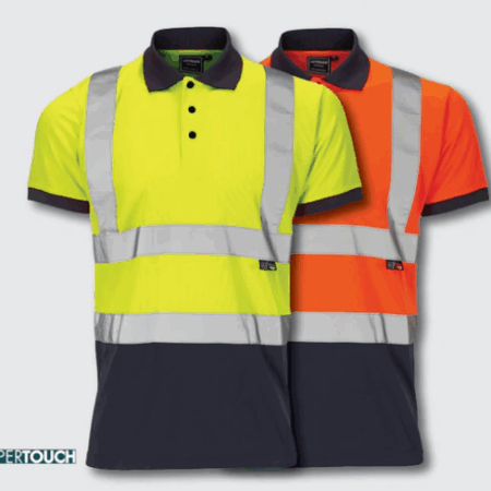 30S Hi-Vis 2 Tone Orange or Yellow  Two Tone Polo