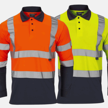 30L491 - Hi-Vis 2 Tone Yellow or Orange Long Sleeve Polo Shirt