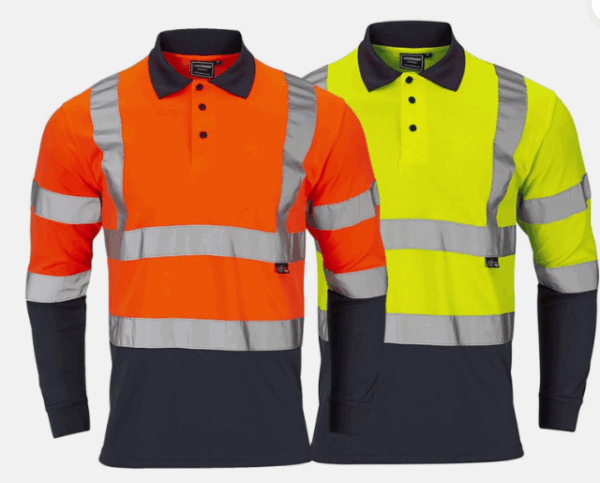 30L491 - Hi-Vis 2 Tone Yellow or Orange Long Sleeve Polo Shirt