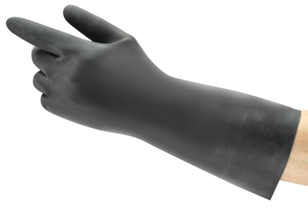 Ansell Neotop 29-500 Glove Black Flock Lined like a washing up glove but Heavyweight General Chemical Handling Gloves