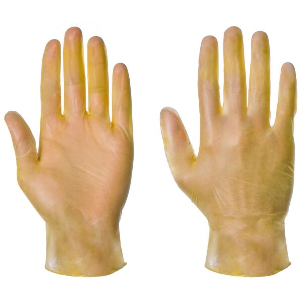 15141-Case Powder free Yellow Vinyl Gloves Box of 100