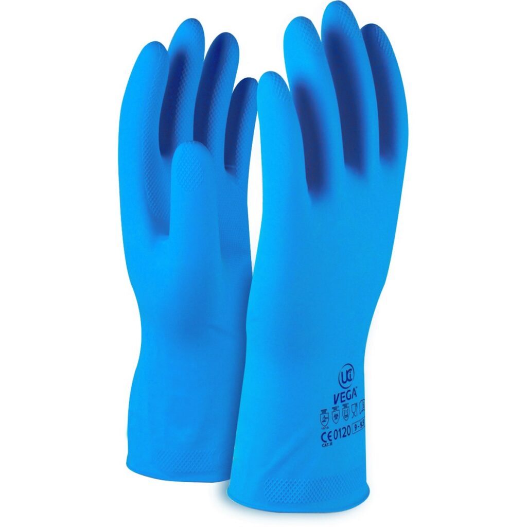 VEGA™ - BLUE 30cm Latex gauntlet with cotton flock lining - Absolute ...