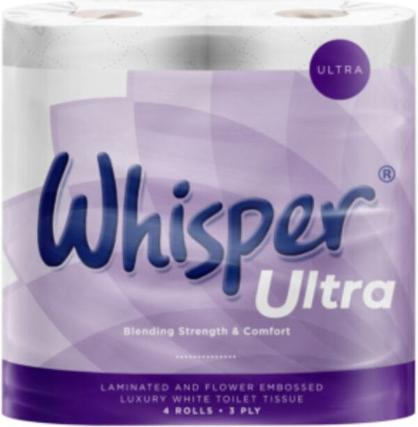 W128 Whisper 3 Ply Luxury Toilet Roll 1 x 40