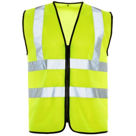 32341-logo Supertouch Yellow Hi Vis Vests, Zip-Fastening-EN20471 With sub dye logo front and back