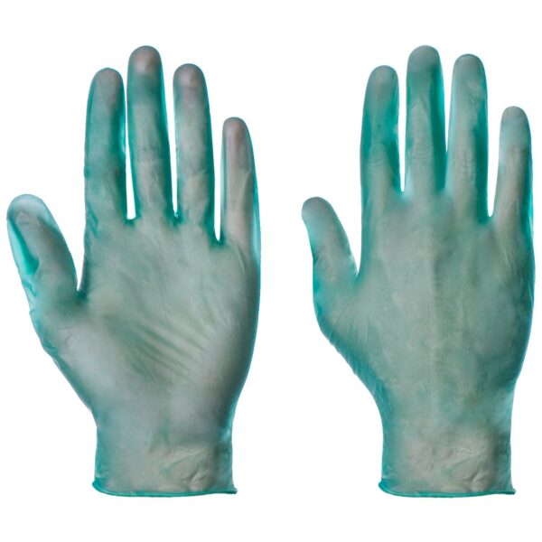 15131-Case Powder free Green Vinyl Gloves Box of 100