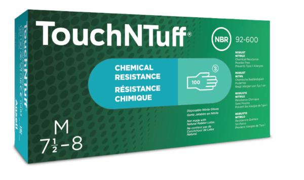 92-600 Ansell TouchNTuff Anti-static Nitrile Powder-Free Disposable Gloves Anti-staticity tested (EN 1149-1 & 1149-3) meets EN 1149-5