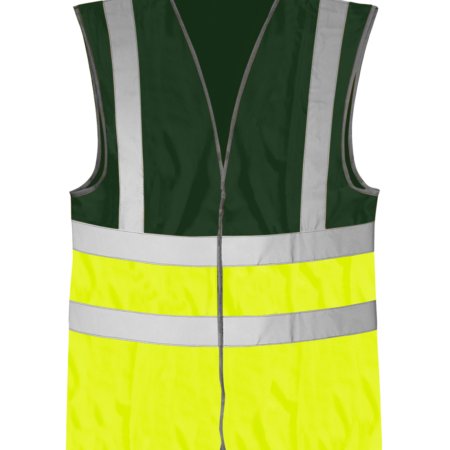 BRIG:  Green / Yellow HI-VIS TWO TONE WAISTCOAT- HVW03TT