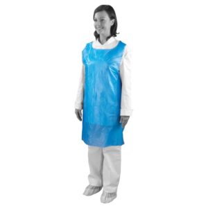 A3 Apron Gauge : 8 μm Polythene Aprons 27" x 40" in a Dispenser Flat Pack ‑ Blue or White(1000)