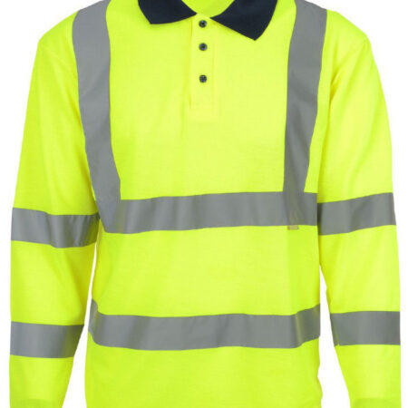 Super 185 Yellow Hi Vis Long Sleeve Polo Shirt EN20471