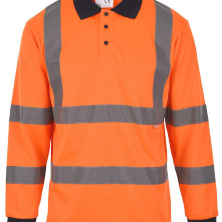 Super 1100 Orange Hi Vis Long Sleeve Polo Shirt EN20471