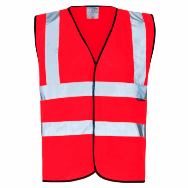 Hi Vis Red EN ISO 20471 Class 1: Small,  EN ISO 20471 Class 2: Medium - 4XLarge Velcro Vest