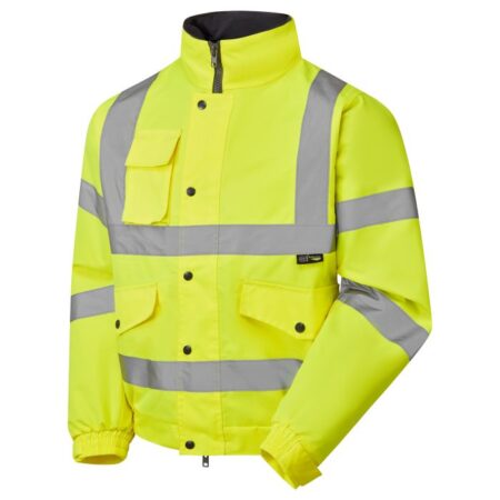 Hi Vis Yellow Fleece Lined Bomber Jacket 300D Oxford PU Coating - 100% Polyester