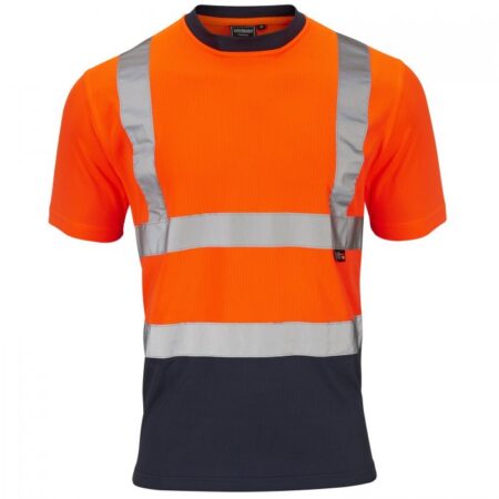 351891 - Hi Vis 2 Tone Orange T-Shirt  breathable bird eye fabric