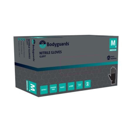 GL897 – Black Nitrile Glove, Box of 100-Favoured in food handling, tattoo artistry, automotive work, and engineering