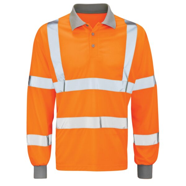 ANDROMEDA Orange: LONG SLEEVE POLO SHIRT 100% polyester fabric