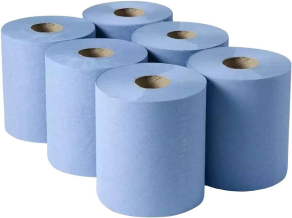Standard Blue Embossed Centre Feed Rolls, 3PLY, 135m length, width 190m Pack of 6 Big value