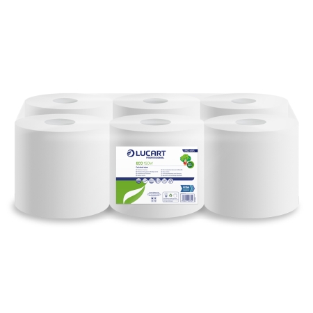 852495 - Lucart White Centre Feed Roll 2 Ply Pack of 6