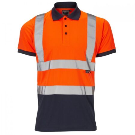 30S891 – Hi-Vis 2 Tone Orange Polo Shirt EN ISO 20471 Class 1 RIS-3279-TOM BS EN 137 58-1:2001+A1:2006