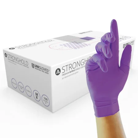 P-GM006X, Stronghold, AQL 0.65, chemical tested, chemotherapy drug tested, purple, medical grade, heavy weight nitrile examination gloves