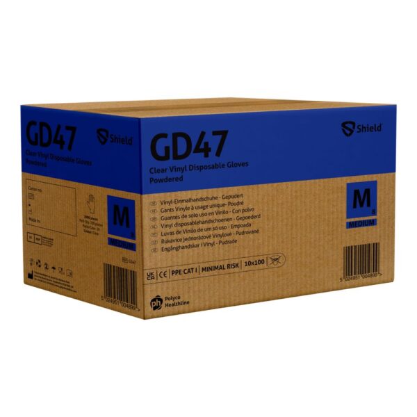 Shield GD47 Clear Vinyl Powdered Disposable Glove - Image 2