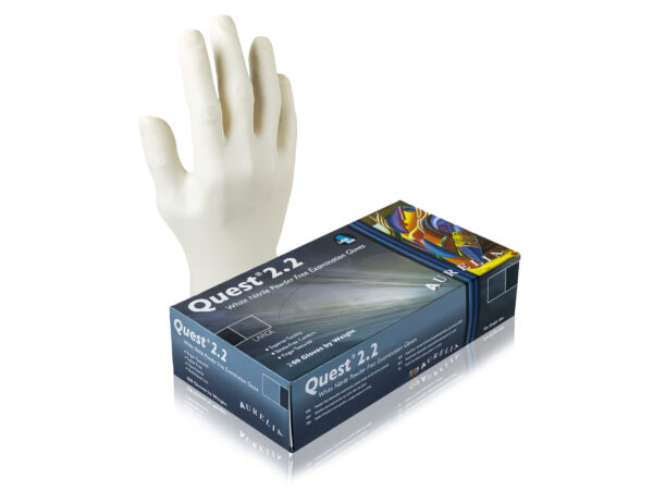 Aurelia® Quest 2.2® Premium White Nitrile. 200 Pairs per Box, Sold in Boxes.