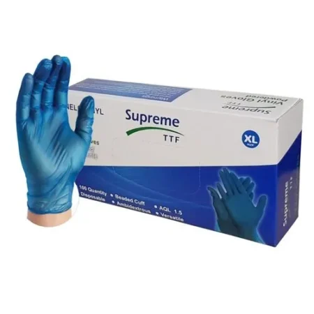 Blue Vinyl Powdered Disposable Gloves