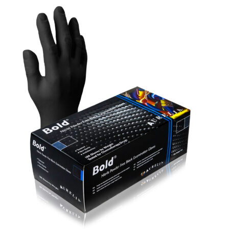 Aurelia® Bold Premium quality Black Nitrile Powder Free Examination Gloves. 100 Pairs per Box, Sold in Boxes.