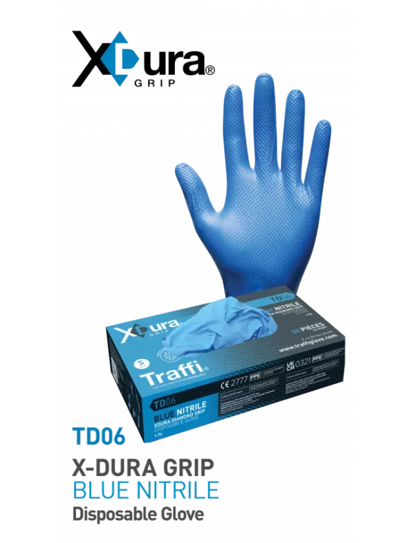 TD06 X-DURA GRIP Blue Nitrile Disposable Glove